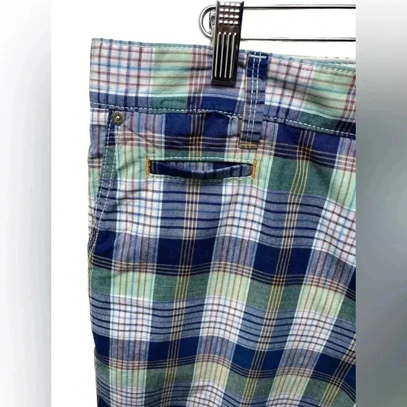 Tommy Bahama Mens 36 Blue Plaid Flat Front‎ Island Beach Chino Shorts EUC - Picture 6 of 15